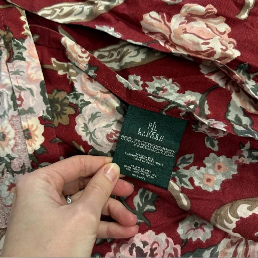 Vintage Ralph Lauren Full Size Marseilles Bed Skirt Dust Ruffle Floral‎